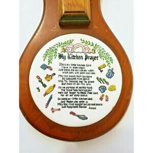 Key Rack Hook Wood Tile Kitchen Prayer 12x4.5" Bless Our Little Kitchen Vintage